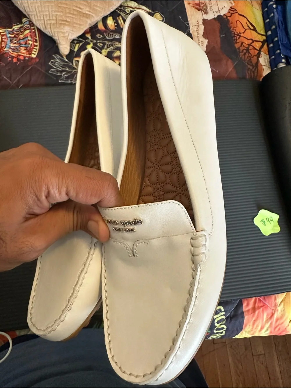 kate spade Cream Leather Penny Loafers
